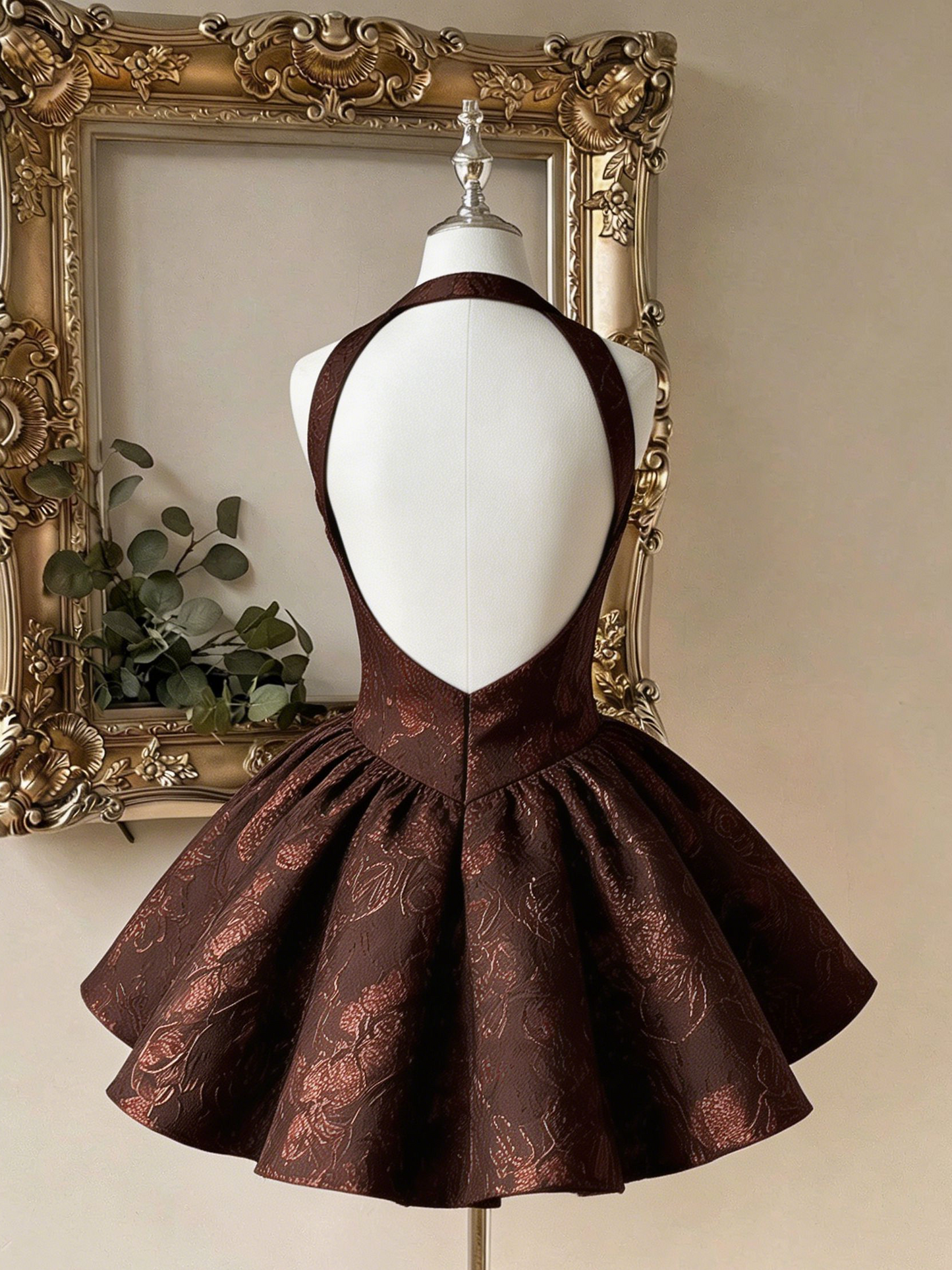 Charming Homecoming Dress Halter Pleated Backless Back to School Outfits Party Dress  D7394