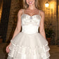 Unique Homecoming Dress Spaghetti Strap Tulle Bowknot Cascade Rinestone Pearl Back to School Outfits Party Dress D7828