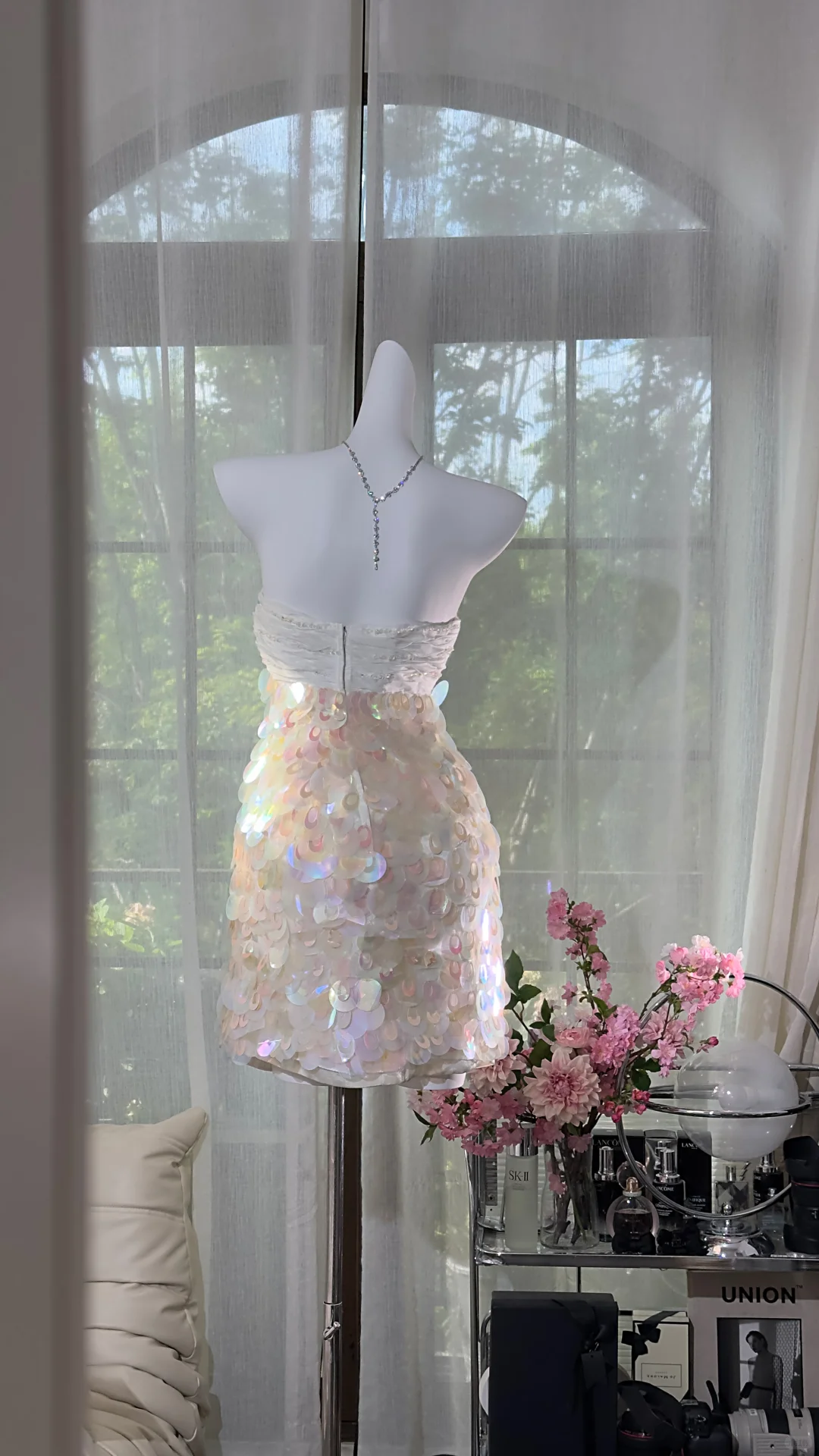Gorgeous Princess Sequin Strapless Sheath Elegant Chiffon Homecoming Dress Evening Dress Prom Dresses D1614
