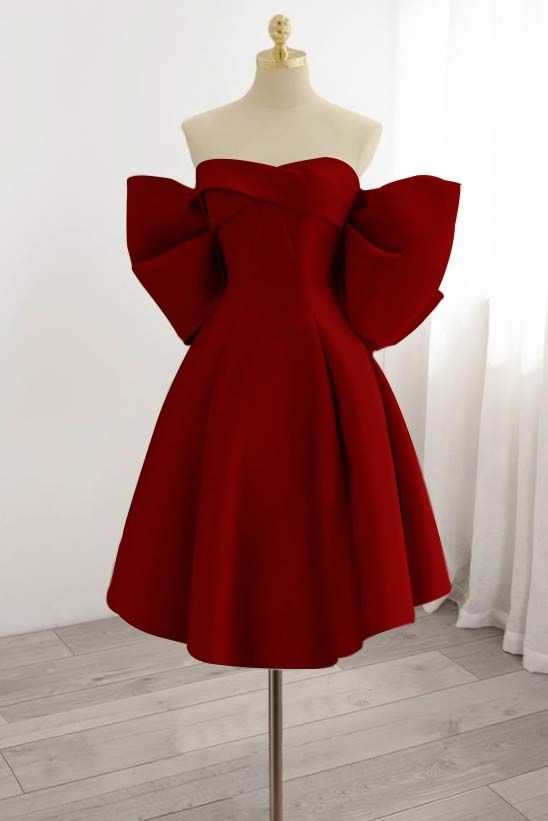Unique Homecoming Dress Strapless Bowknot Back to School Outfits Party Dress D7754