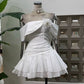 Beautiful Homecoming Dress Strapless Pleated Flower Back to School Outfits Party Dress D7286