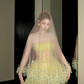 Fashion Yellow Sequined Strapless A-Line Veil Design Tulle Party Dress Homecoming Dress D1712