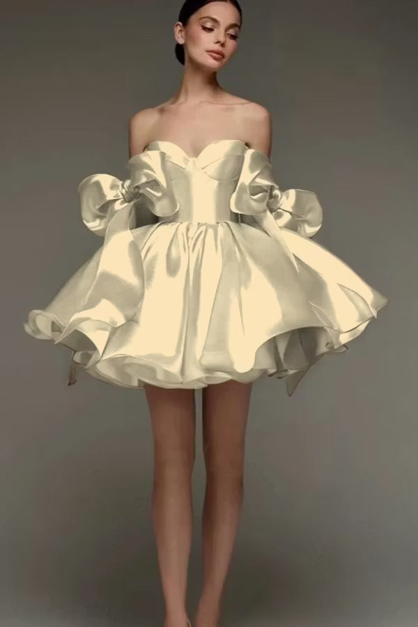 Beautiful Homecoming Dress Sweetheart Bowknot Pleated Back to School Outfits Party Dress D7170
