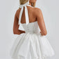 Beauty Homecoming Dress Halter Bowknot Pleated Back to School Outfits Party Dress D7106