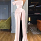 Royal Blue One Shoulder Velvet Split Long Prom Dress Evening Dress M4925