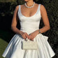 Charming Homecoming Dress Square Pleated Bowknot Back to School Outfits Party Dress  D7324