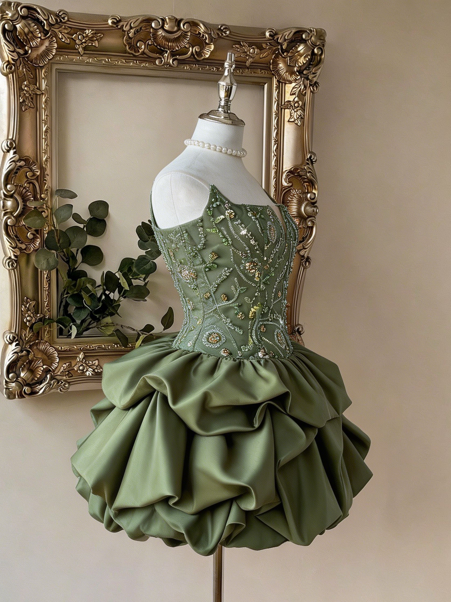 Charming Homecoming Dress Strapless Pleated Cascade Applique Back to School Outfits Party Dress  D7395