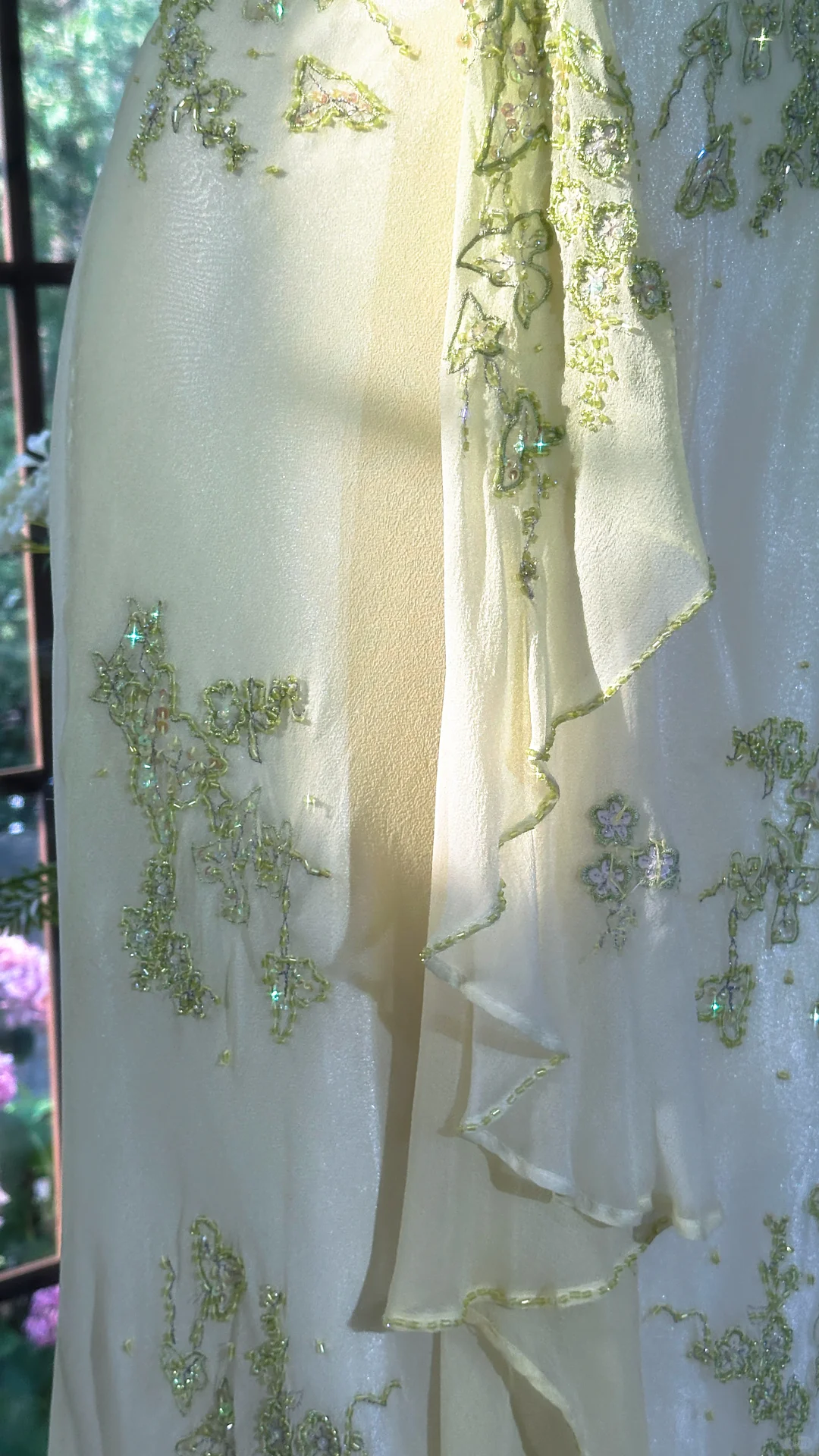 Shiny Light Green Sequined Spaghetti Strap Design Chiffon Prom Dress Evening Dress D1705