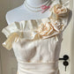 Elegant Homecoming Dress One Shoulder Shirred Flower Back to School Outfits Party Dress  D6450