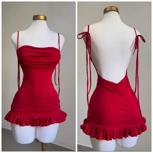 Sexy Red Straps Sheath Backless Short Party Dresses Homecoming Dresses, D1317