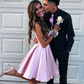 Unique Homecoming Dress Spaghettistrap V Neck Pleated Back to School Outfits Party Dress D7634