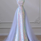 Lilac Straps Sequins Mermaid Long Formal Party Dress with Train MD7387