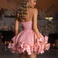 Charming Homecoming Dress Strapless Pleated Bowknot Cascade Back to School Outfits Party Dress  D7328