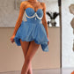Fashionable Homecoming Dress Sweetheart Pearl Back to School Outfits Party Dress D7844