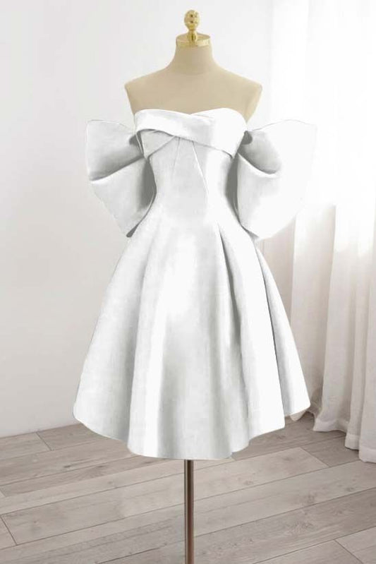 Unique Homecoming Dress Strapless Bowknot Back to School Outfits Party Dress D7754