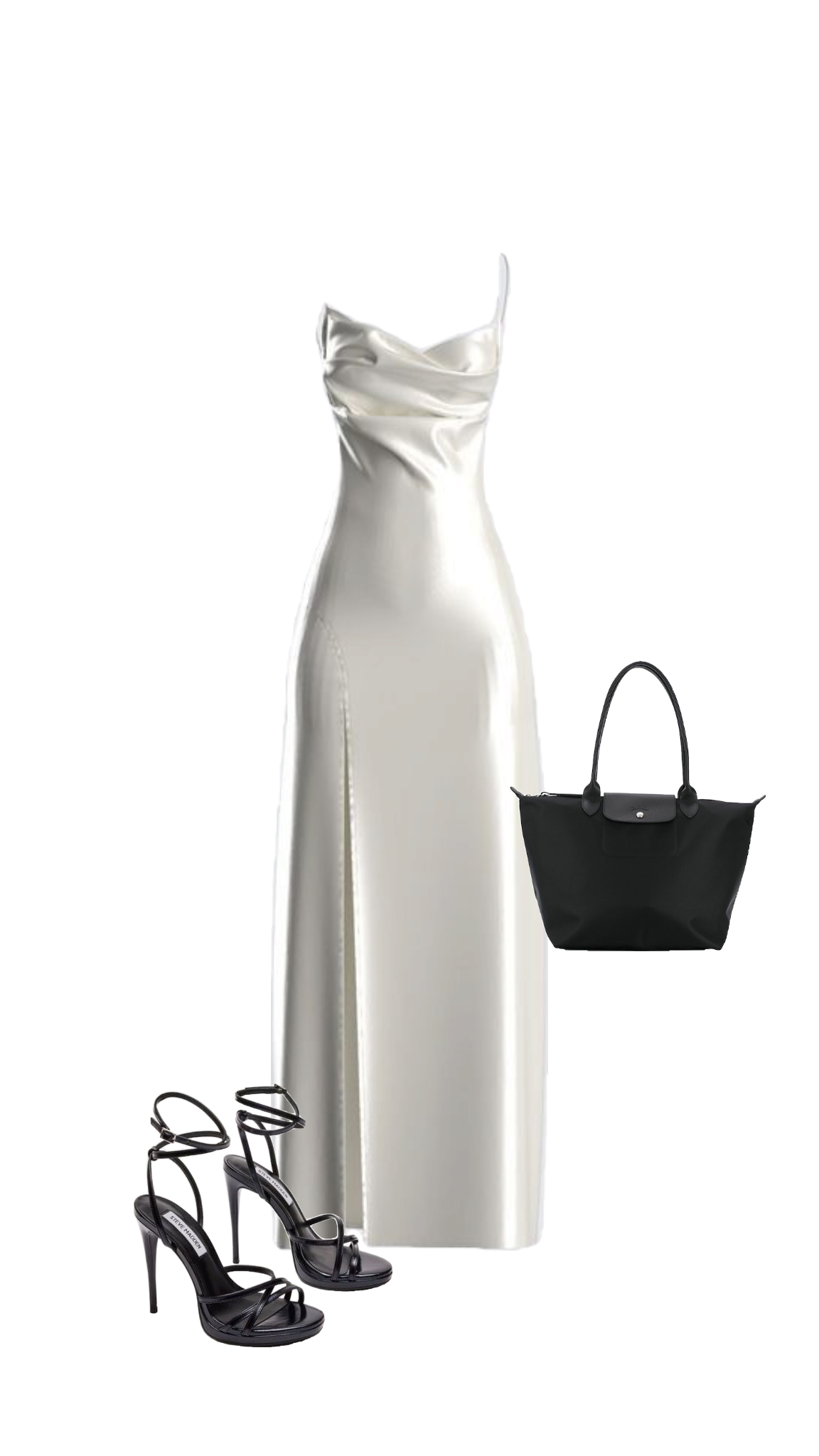 Simple White Spaghetti Straps Sheath Satin Long Party Dress Evening Dress, D823