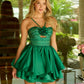 Unique Homecoming Dress Halter Beaded Pleated Flower Back to School Outfits Party Dress  D7738