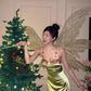 Vintage Green Floral Mermaid Spaghetti Strap Design Satin Prom Dress Evening Dress D1701