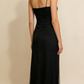 Black Spaghetti Straps A-Line Beading Vintage Long Evening Party Dress, D777