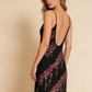 Schwarze Spaghettiträger Etuikleid Chiffon Perlen Vintage Lange Abend Party Kleider, D1046
