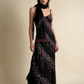 Schwarze Spaghettiträger Etuikleid Chiffon Perlen Vintage Lange Abend Party Kleider, D1046