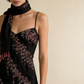 Schwarze Spaghettiträger Etuikleid Chiffon Perlen Vintage Lange Abend Party Kleider, D1046