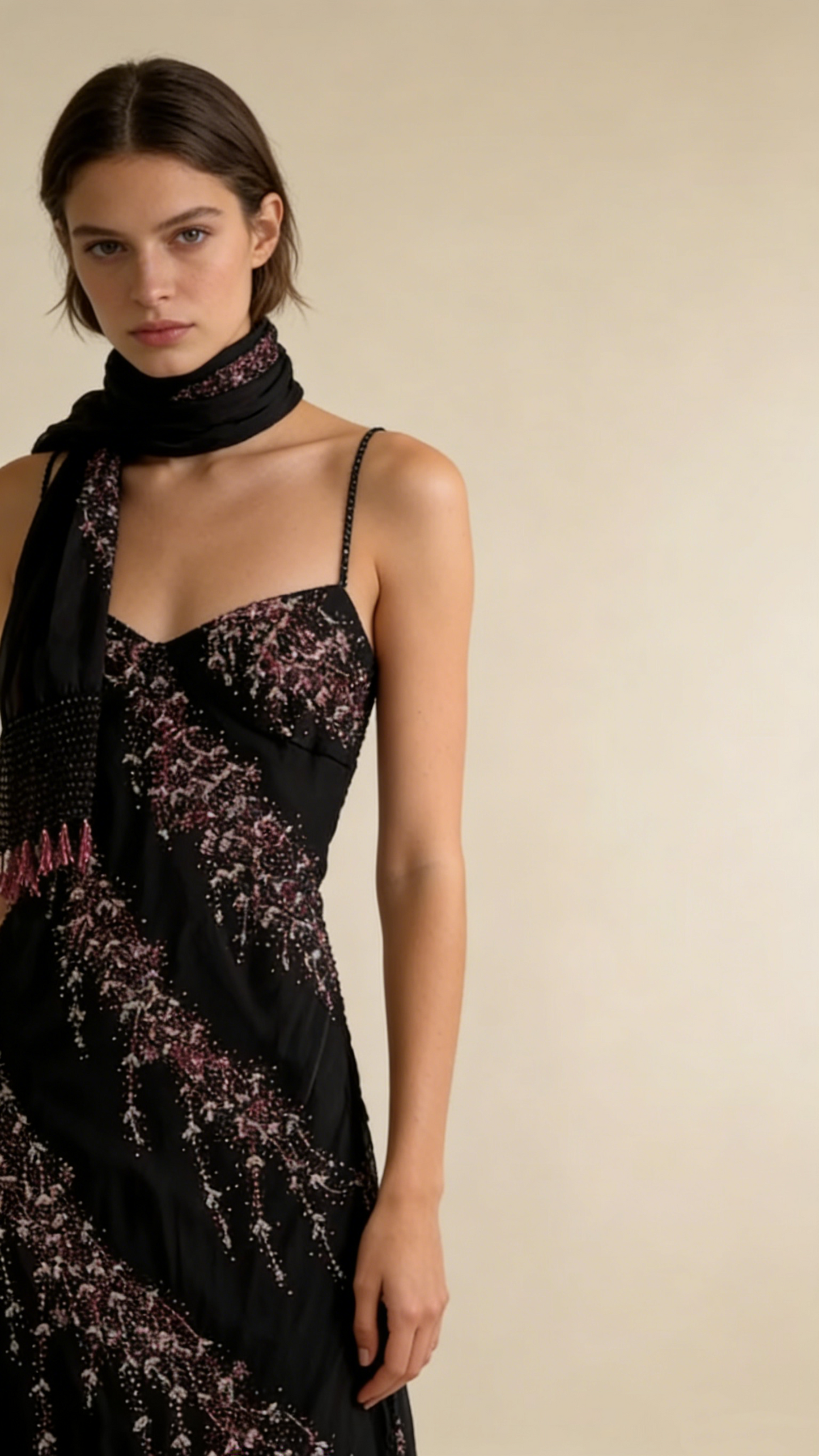 Schwarze Spaghettiträger Etuikleid Chiffon Perlen Vintage Lange Abend Party Kleider, D1046