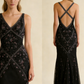 Black V Neck Sheath Beading Vinatge Long party Dress Evening Dresses, D888