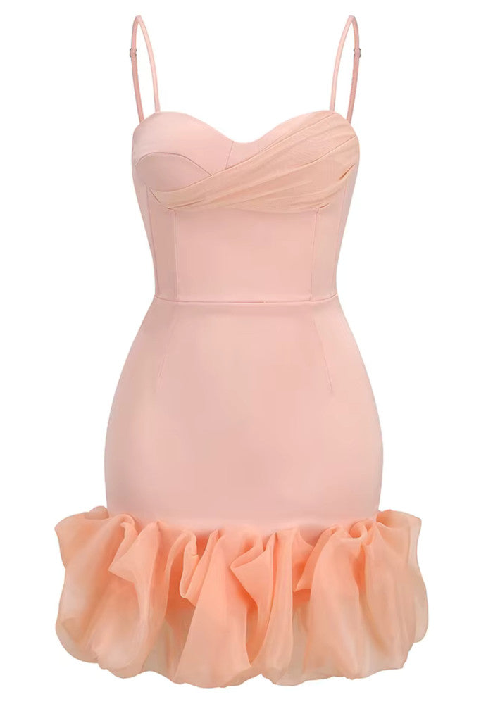Stunning Homecoming Dress Spaghetti Strap Pleated Flouncing Back to School Outfits Party Dress D7894