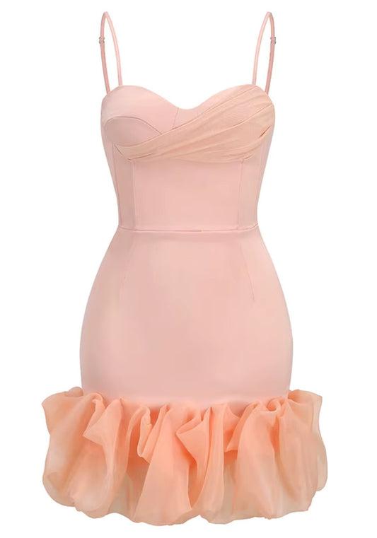 Stunning Homecoming Dress Spaghetti Strap Pleated Flouncing Back to School Outfits Party Dress D7894