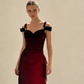 Burgundy Prom Dress A Line Shiny Sweetheart Long Gala Dress Ruffled Evening Gown Birthday Party Dress  MD7587