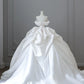 Elegant White Satin Off-the-shoulder Ruffle Ball Gown Design A-Line Wedding Dress, D1584