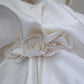 Elegant White Satin Off-the-shoulder Ruffle Ball Gown Design A-Line Wedding Dress, D1584