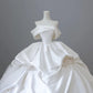 Elegant White Satin Off-the-shoulder Ruffle Ball Gown Design A-Line Wedding Dress, D1584