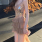 Beautiful Homecoming Dress V Neck Sequins Tulle Lace Hi-Lo Cascade Back to School Outfits Party Dress D7137