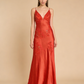 Charming Prom Dress Spaghetti Straps Satin Long Evening Dress Gala Gown Birthday Party Outfits D88