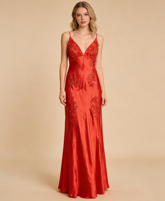 Charming Prom Dress Spaghetti Straps Satin Long Evening Dress Gala Gown Birthday Party Outfits D88