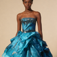Charming Prom Dress Strapless Pleated Ruffle Ball Gown Evening Dress Birthday Outfits    D3767