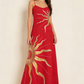 Charming Red Spaghetti Straps A-Line Embroidery Long Evening Dress, D78
