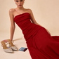 Charming Red Strapless Sheath Long Eveing Party Dress MD7561