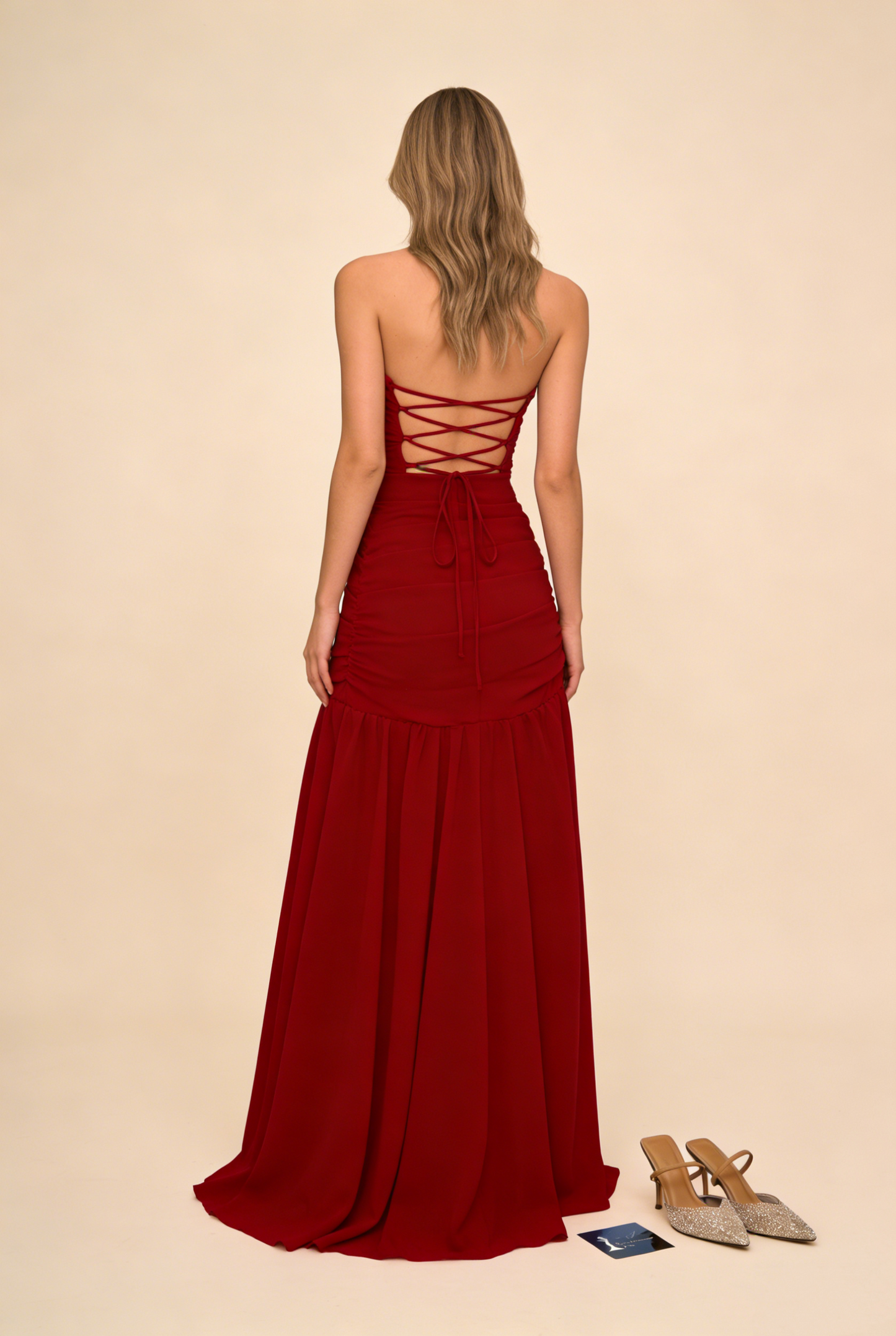 Charming Red Strapless Sheath Long Eveing Party Dress MD7561