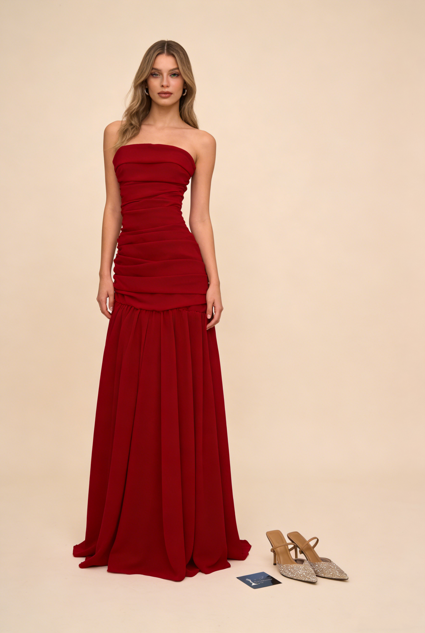 Charming Red Strapless Sheath Long Eveing Party Dress MD7561