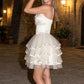 Unique Homecoming Dress Spaghetti Strap Tulle Bowknot Cascade Rinestone Pearl Back to School Outfits Party Dress D7828