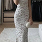 White Straps Sheath Lace Long Party Dress Birthday Outfits, D110