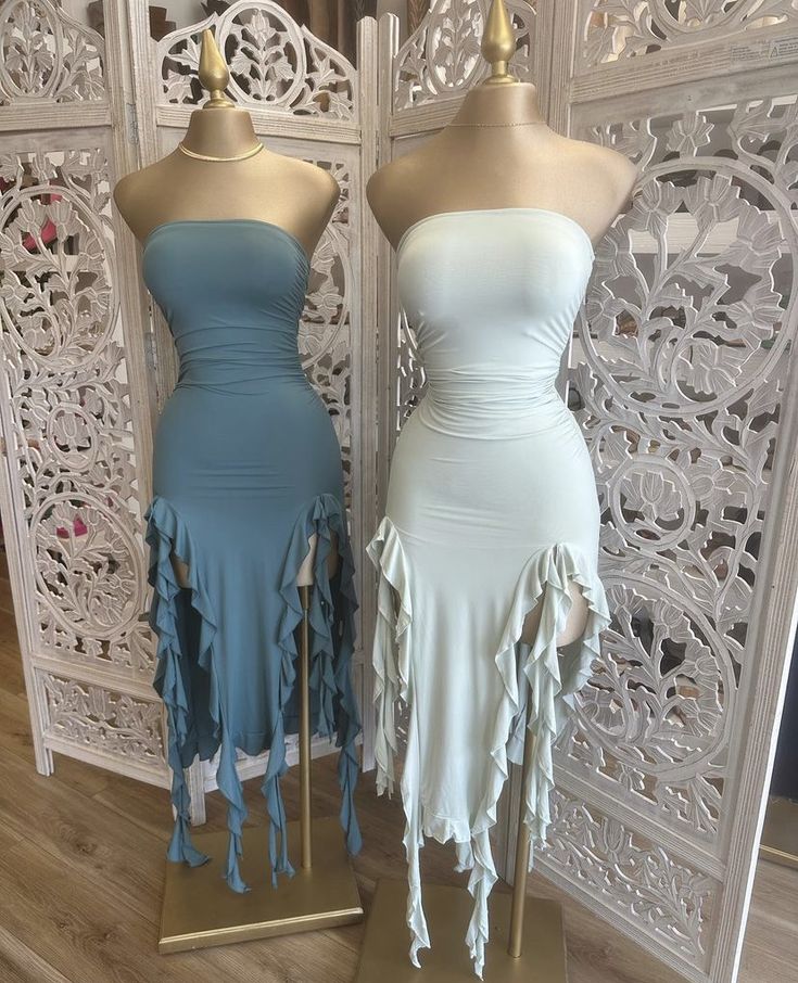 White Strapless Sheath Ruffles Long Party Dress Wedding Guest Dress, D286