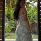 Blue A-Line Straps Long Party Dress Wedding Guest Dress, D48