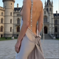 Grey V Neck Straps A-Line Backless Long Party Dress Formal Evening Dress, D514