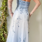 Ombre Neckholder A-Linie Perlenbesetztes langes Ballkleid Vintage Partykleid, D680