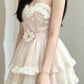 Delicate Light Pink Strapless Sweetheart 3D Floral Ruffled Tiered A Line Short Homecoming Dress D7943