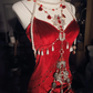 Sexy Red Spaghetti Straps Mermaid Velvet Long Party Dress Birthday Dress, D760
